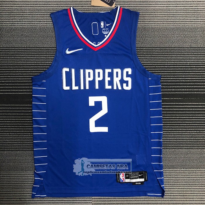 Camiseta Los Angeles Clippers Kawhi Leonard NO 2 Icon 2020-21 Autentico Azul